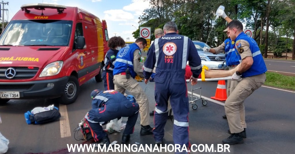 foto de Pneu de moto fura e provoca grave acidente em rodovia de Maringá