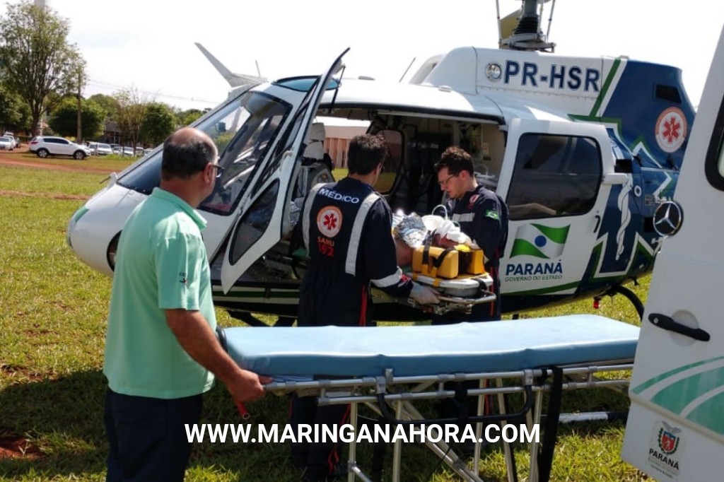 foto de Um homem precisou ser socorrido de helicóptero após cair de telhado de 6 metros em Mandaguaçu