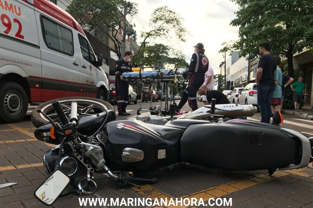 foto de Motociclista fica ferida após colisão com carro em Maringá