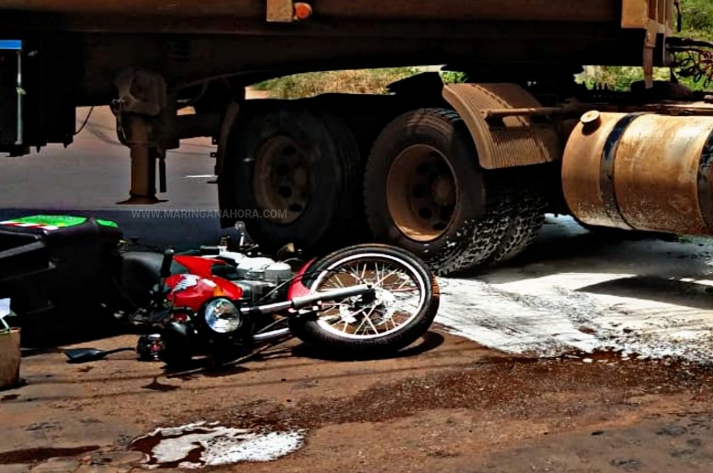 foto de Motoboy fica ferido após acidente com carreta na marginal da PR-323 entre Maringá e Paiçandu