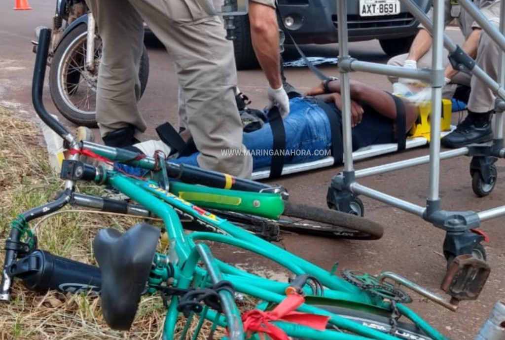 foto de Ciclista fica ferido após colidir contra uma motocicleta em Paiçandu 