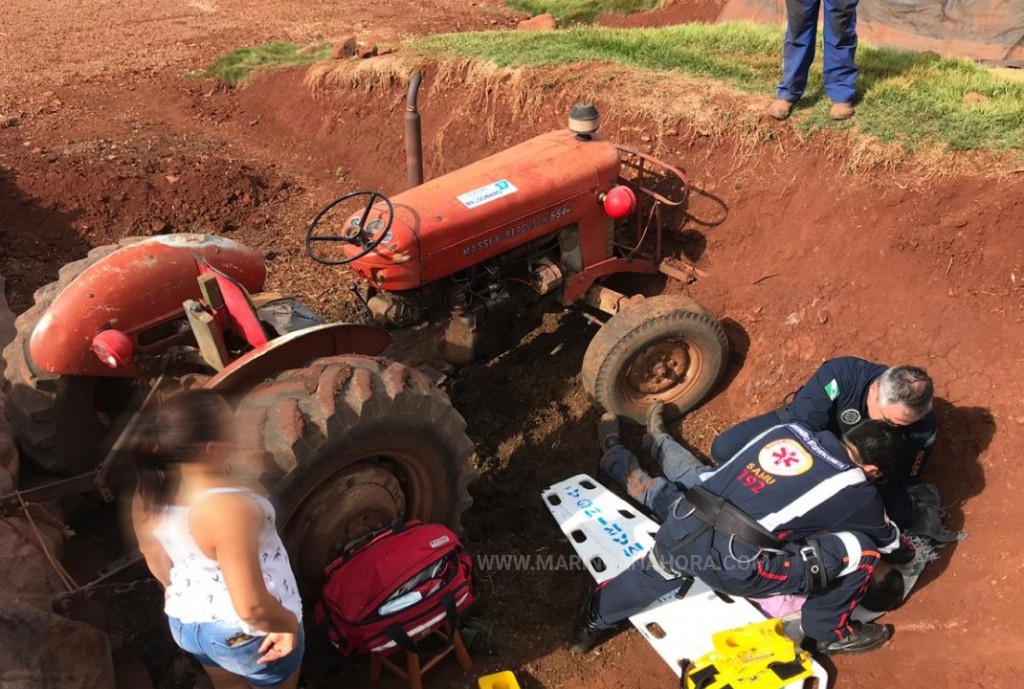 foto de Agricultor é socorrido de helicóptero após ser ejetado de trator em Marialva