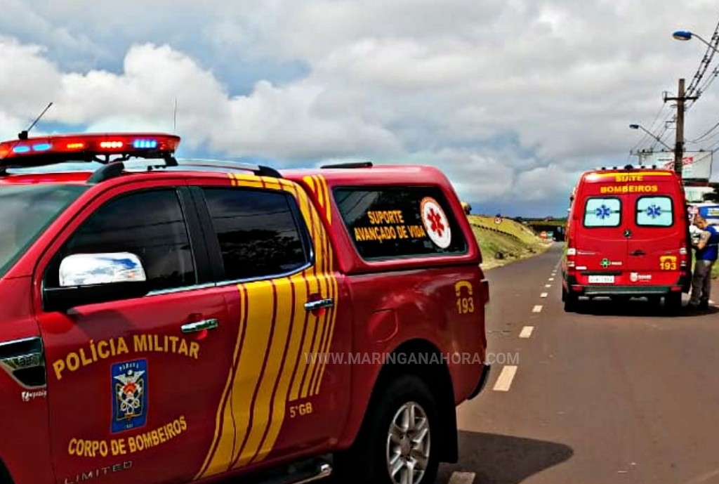 foto de Motociclista fica ferido após queda de moto na marginal da rodovia PR-323 em Maringá