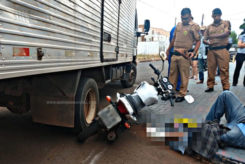 foto de Motociclista tem o pé lacerado, após colisão com caminhão em Paiçandu