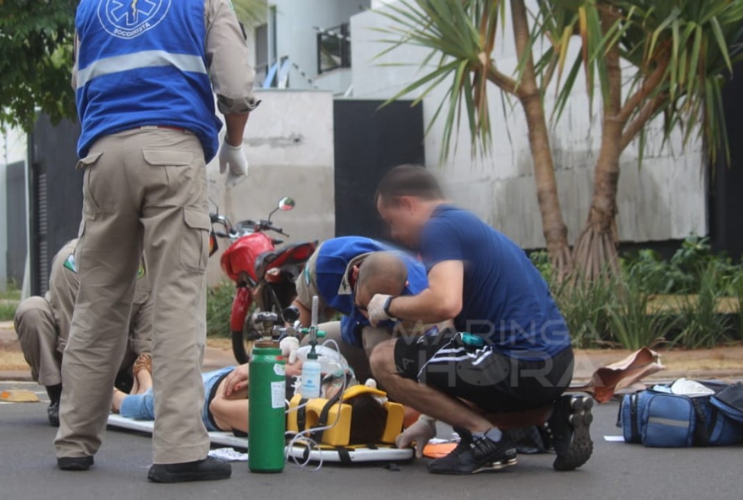 foto de Pedestre fica gravemente ferida após ser atropelada por moto em Maringá