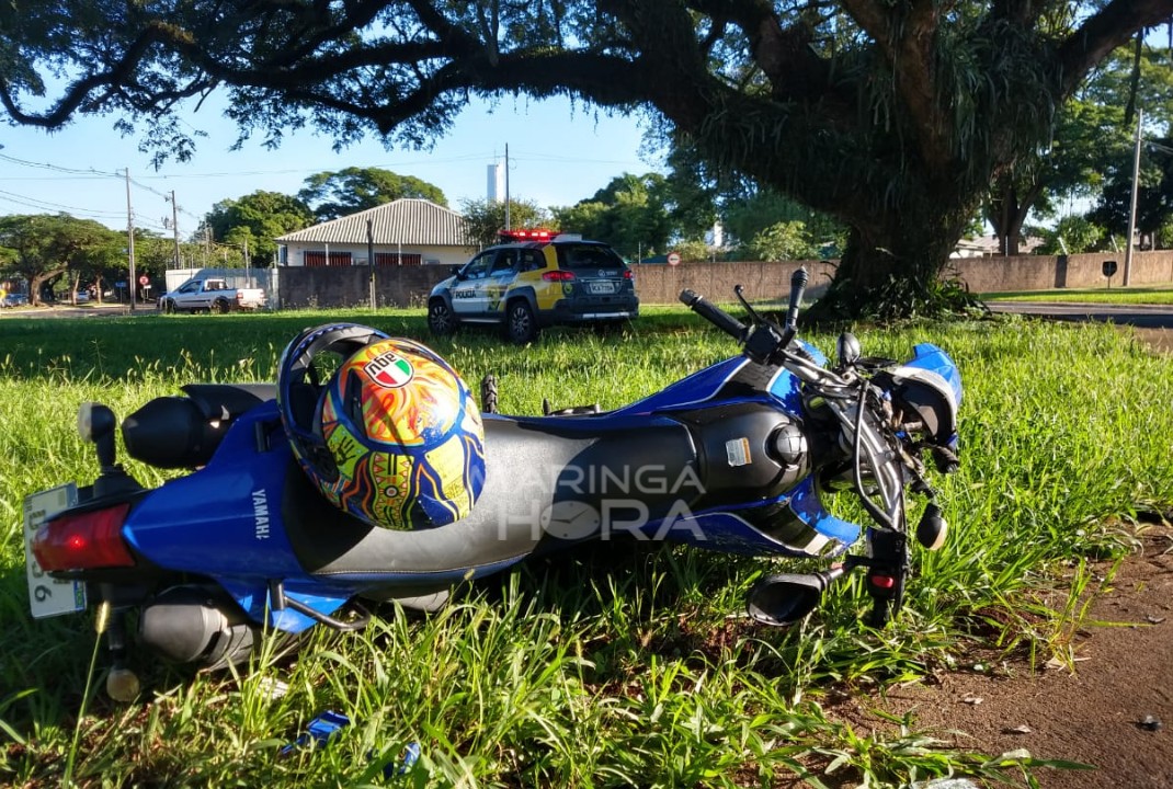 foto de Jovem fica ferido após cair de moto na rotatória da ANPR em Maringá