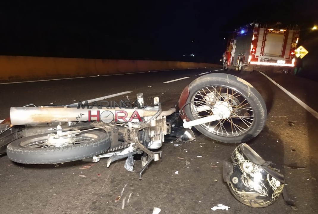 foto de Motociclista fica preso embaixo dos rodados de caminhão depois de colisão em Maringá