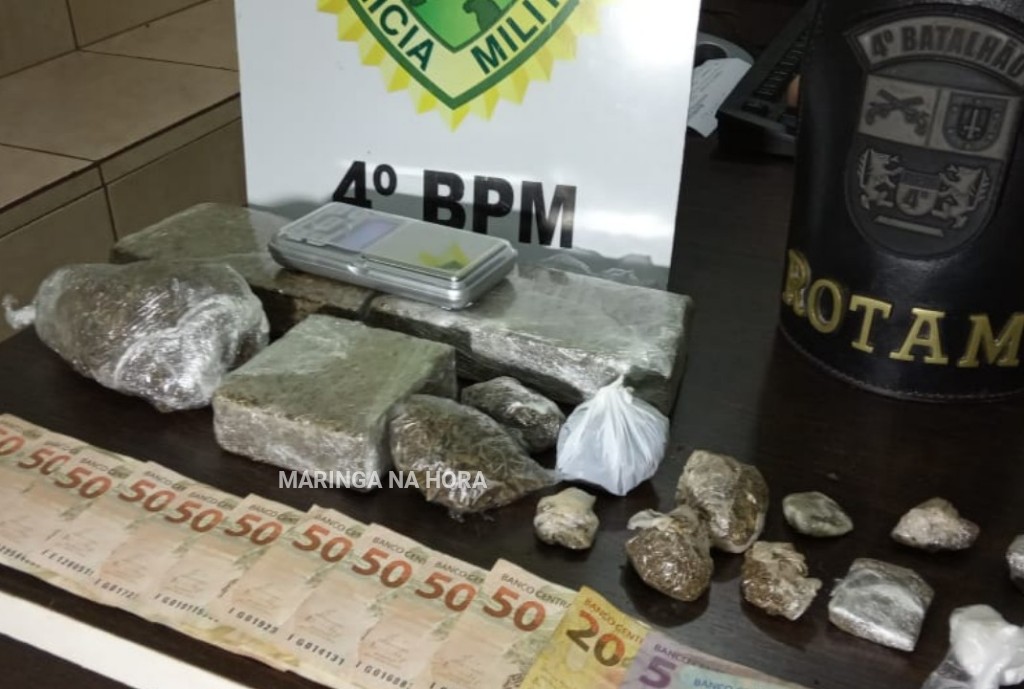 foto de Polícia Militar prende homem com grande quantidade de droga, dinheiro e balança de precisão em Maringá