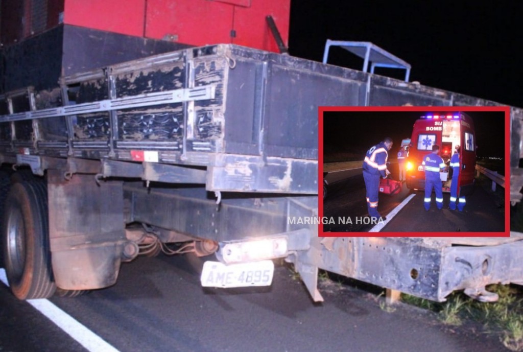 foto de Motociclistas sofrem ferimentos graves após baterem motos contra traseira de caminhão no contorno de Mandaguari