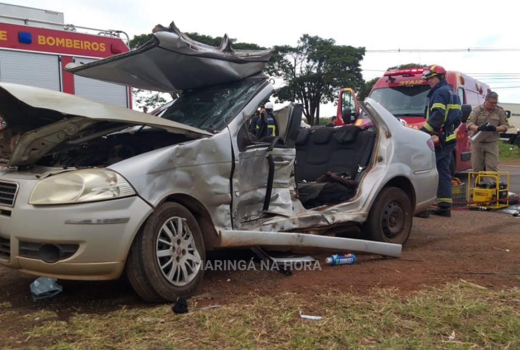 foto de Colisão entre carro e camionete deixa três pessoas feridas em Maringá