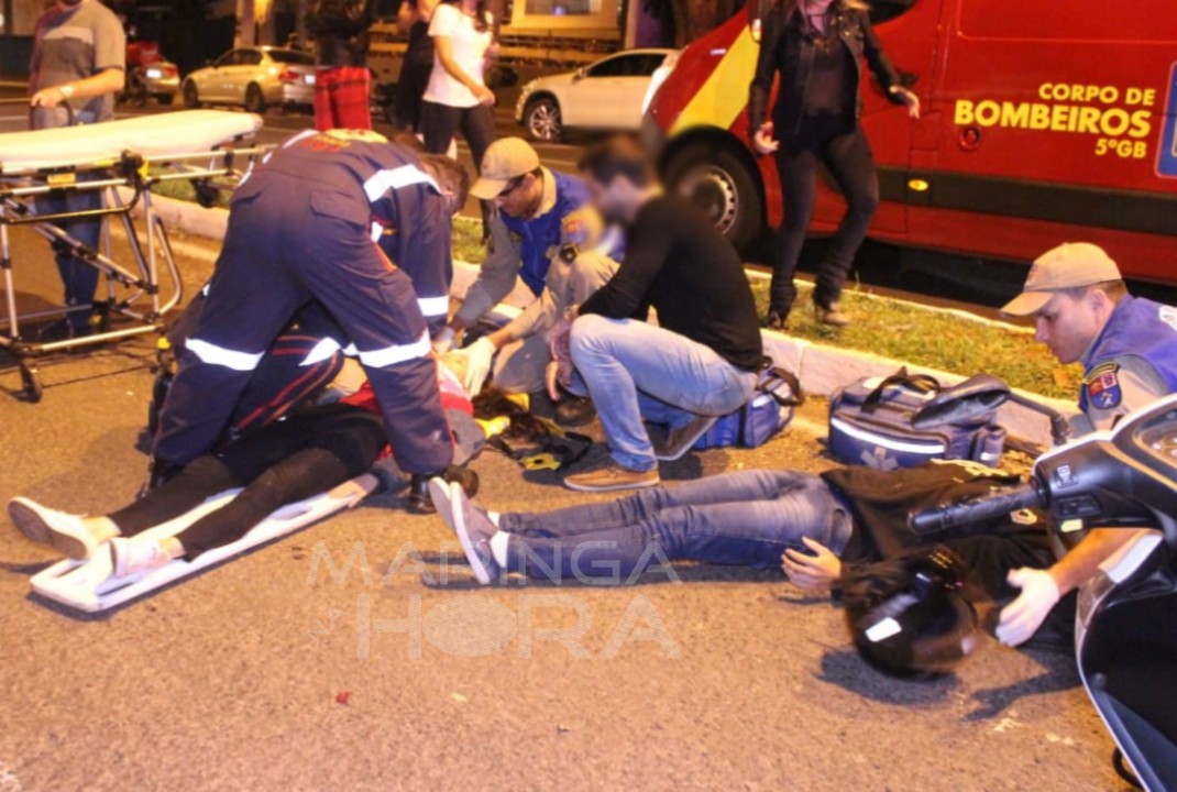 foto de Casal fica ferido em Maringá, após acidente entre carro e moto 