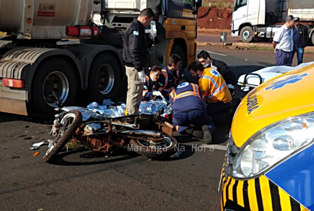 foto de Motociclista e socorrido inconsciente após colidir com carreta entre Sarandi e Marialva