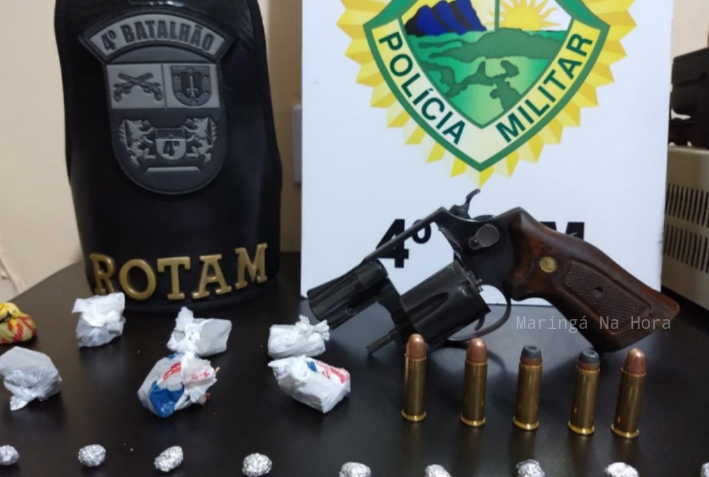 foto de ROTAM realiza apreensão de drogas e arma de fogo em Paiçandu, um homem foi preso