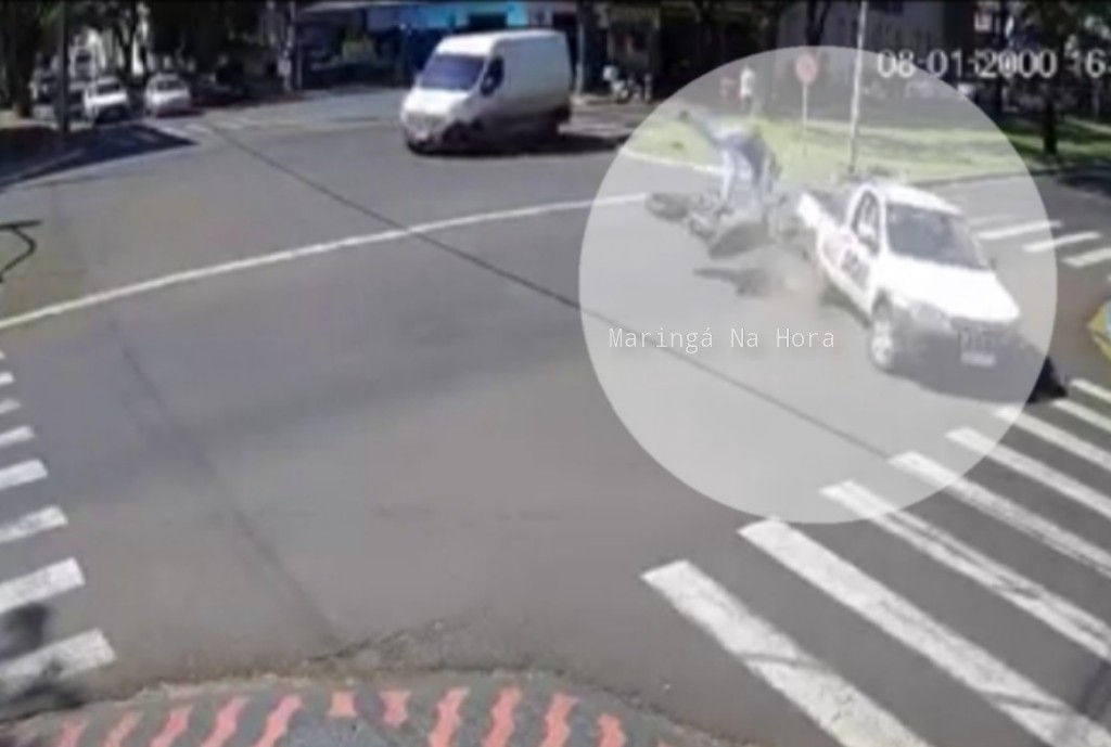 foto de Câmera registra acidente com motocicleta na Avenida Tuiuti em Maringá 