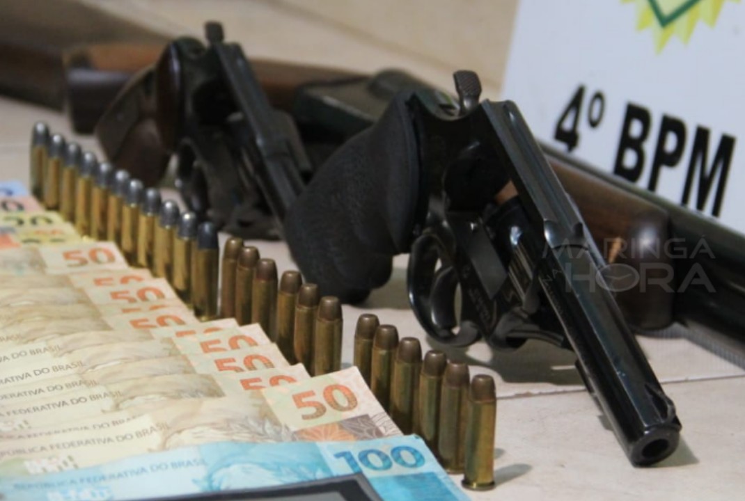 foto de Jovem é preso com três armas de fogo, munições e R$ 794 em dinheiro, em Maringá