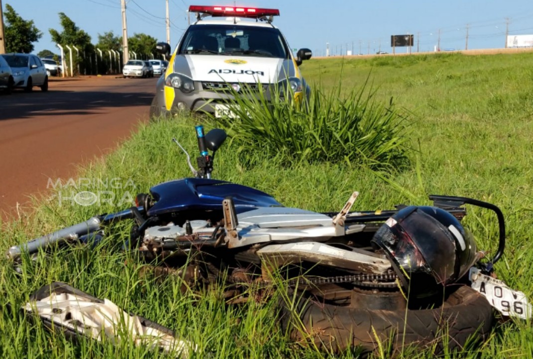 foto de Motociclista sofre ferimentos graves em acidente na marginal da rodovia em Paiçandu