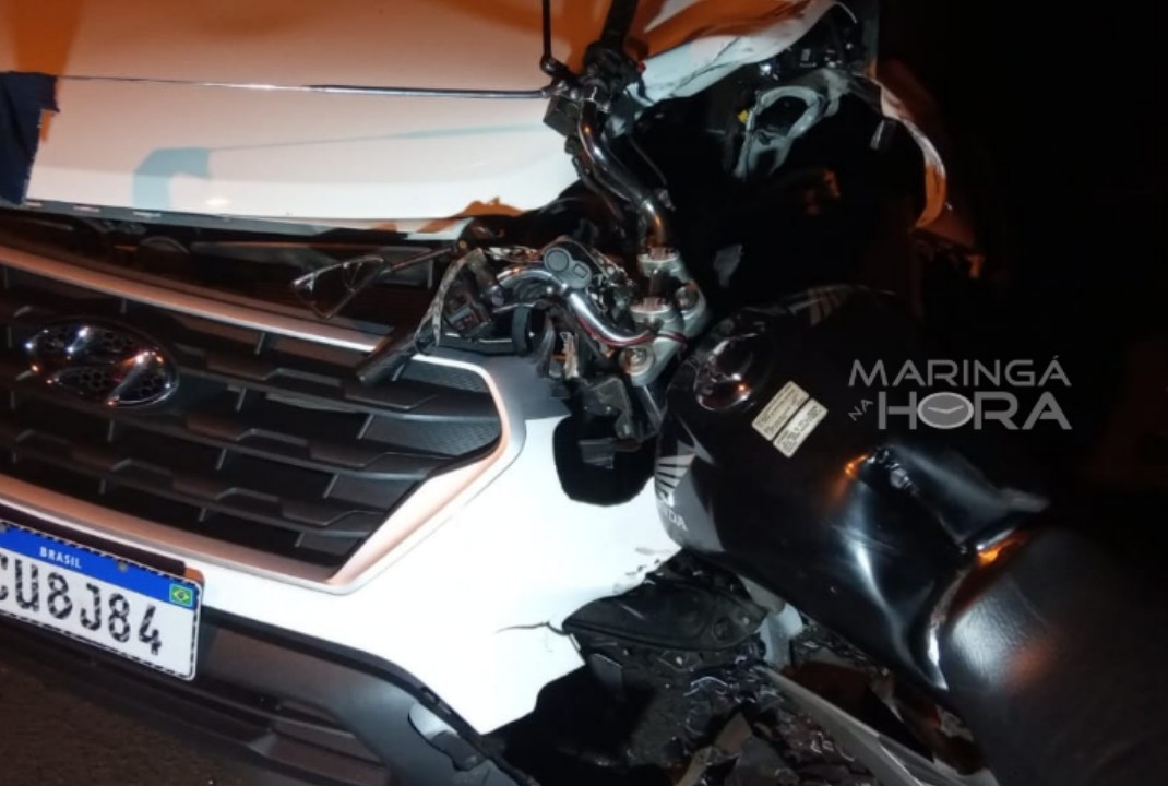 foto de Motociclista fica ferido após bater de frente com carro em Maringá