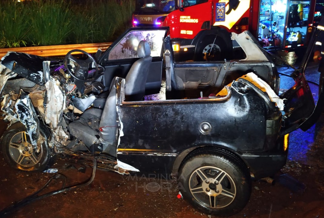 foto de Motorista é socorrido em estado grave após colisão frontal na marginal do Contorno Norte de Maringá