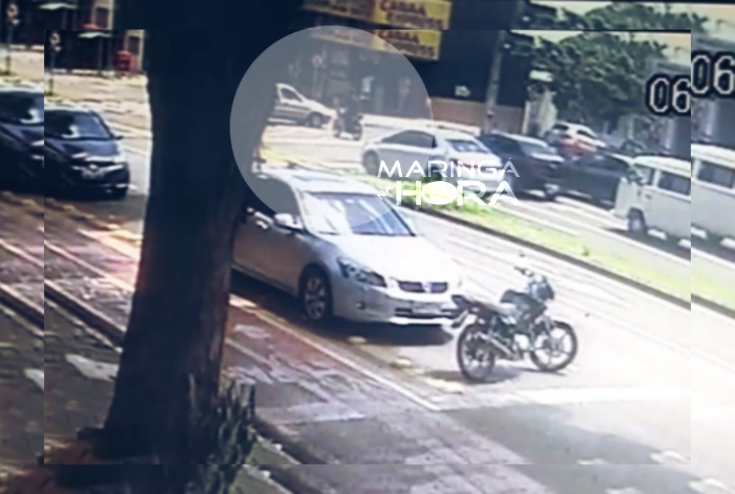 foto de Vídeo mostra acidente grave entre carro e moto em Maringá