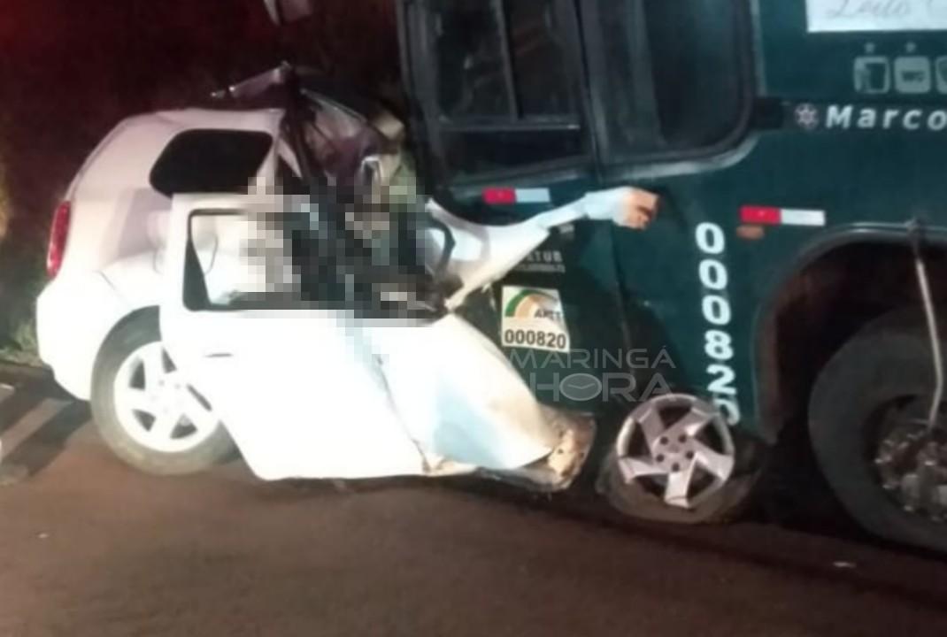 foto de Colisão frontal entre carro e ônibus mata quatro pessoas na rodovia PR-317 próximo da ponte do rio Pirapó