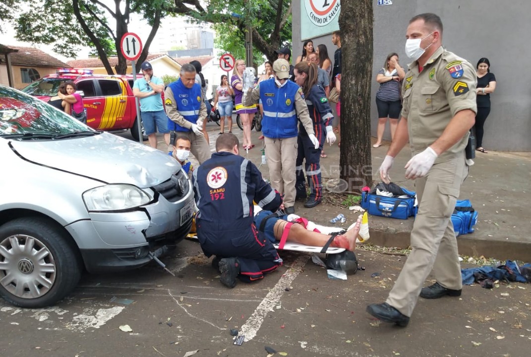 foto de Motorista cruza preferencial e atinge motociclista em Maringá