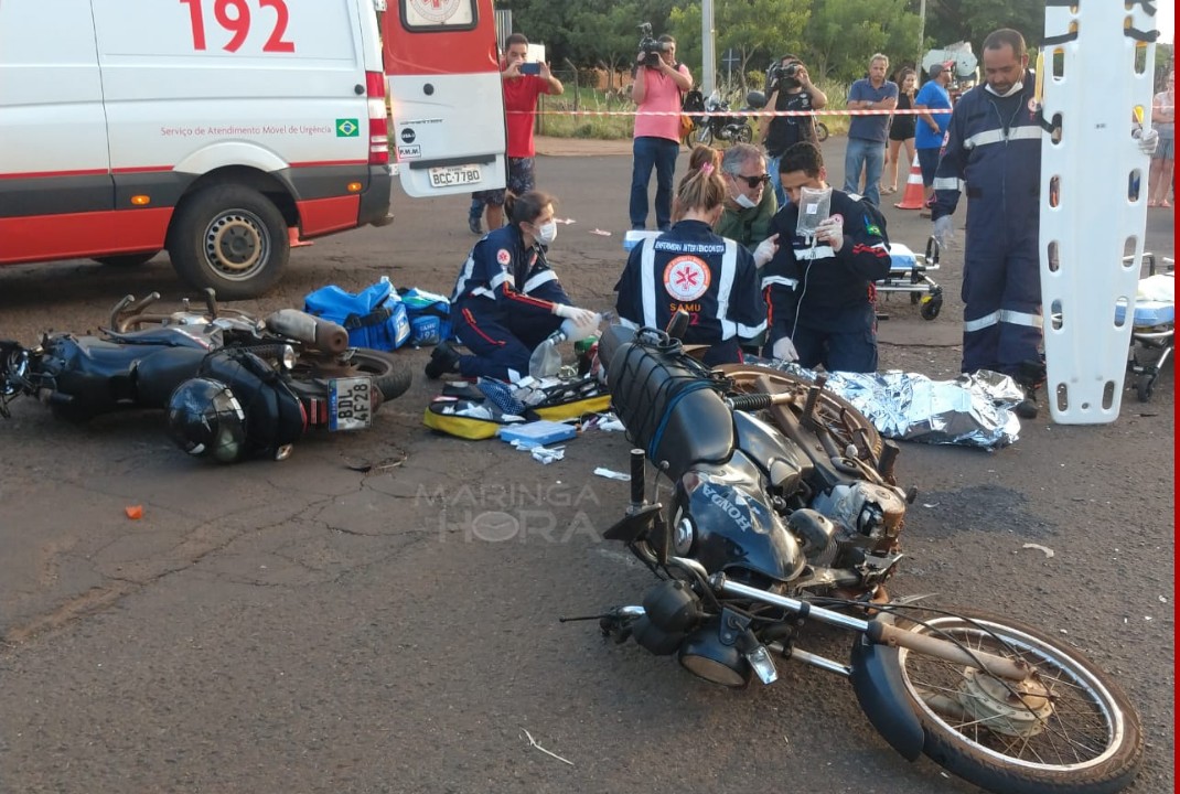 foto de Colisão entre motos deixa homem gravemente ferido em Maringá