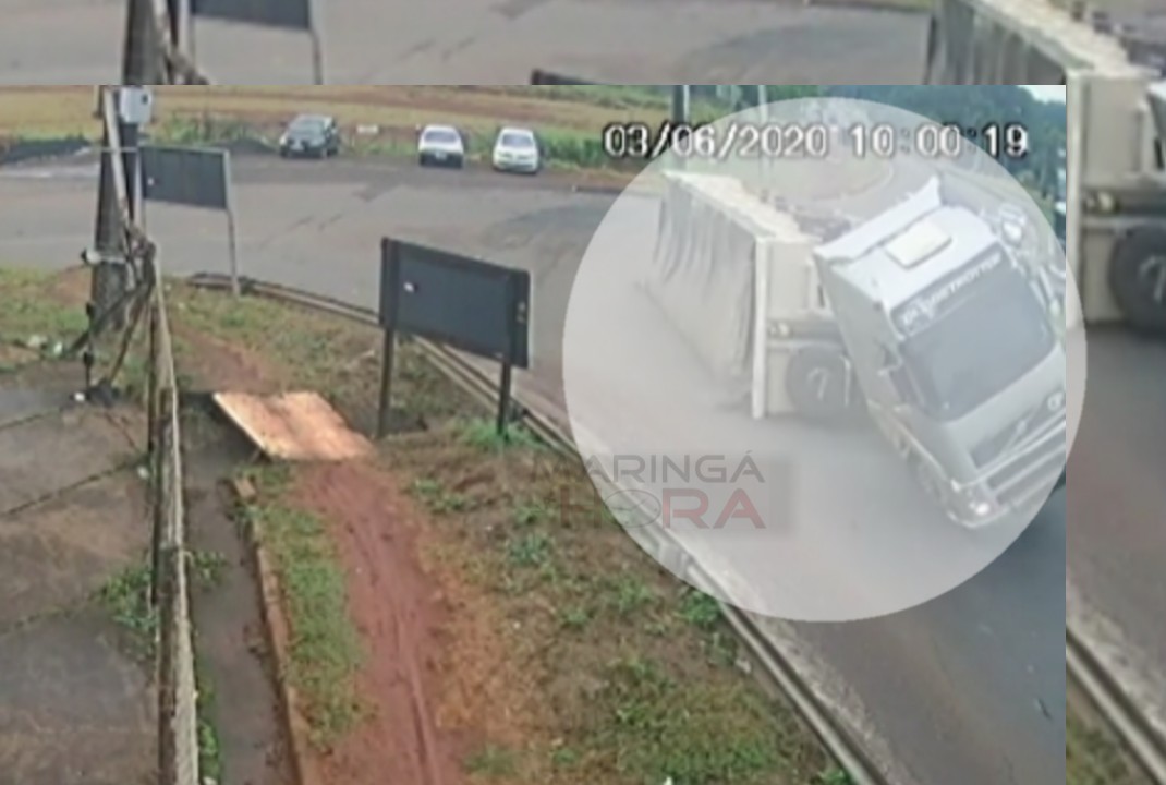 foto de Vídeo mostra momento em que carreta tomba na rotatória do Shopping Catuaí de Maringá