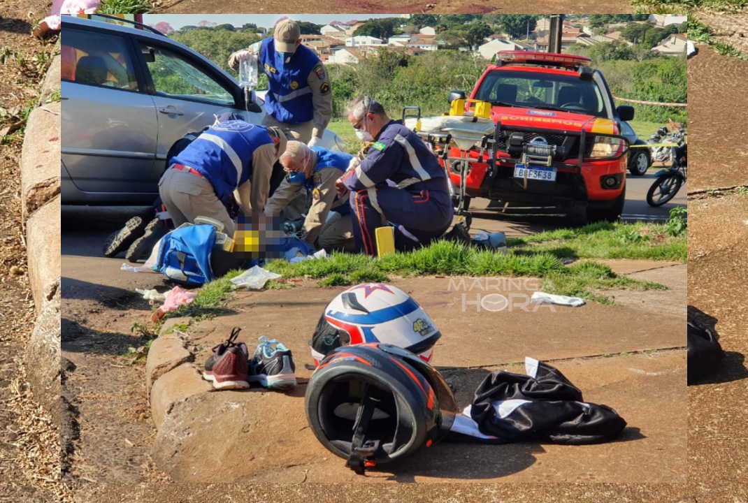 foto de Maringá; mulher em garupa de moto morre e motociclista fica ferido após acidente