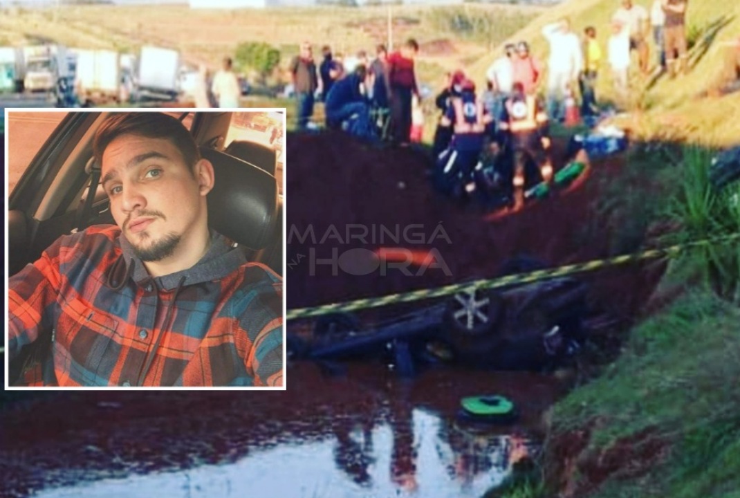 foto de Jovem morre após carro capotar e parar de ponta-cabeça em poça de água na rodovia PR-444