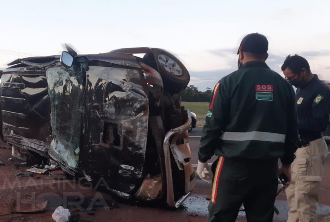 foto de Capotamento entre o Distrito de Iguatemi e Mandaguaçu deixa uma pessoa ferida