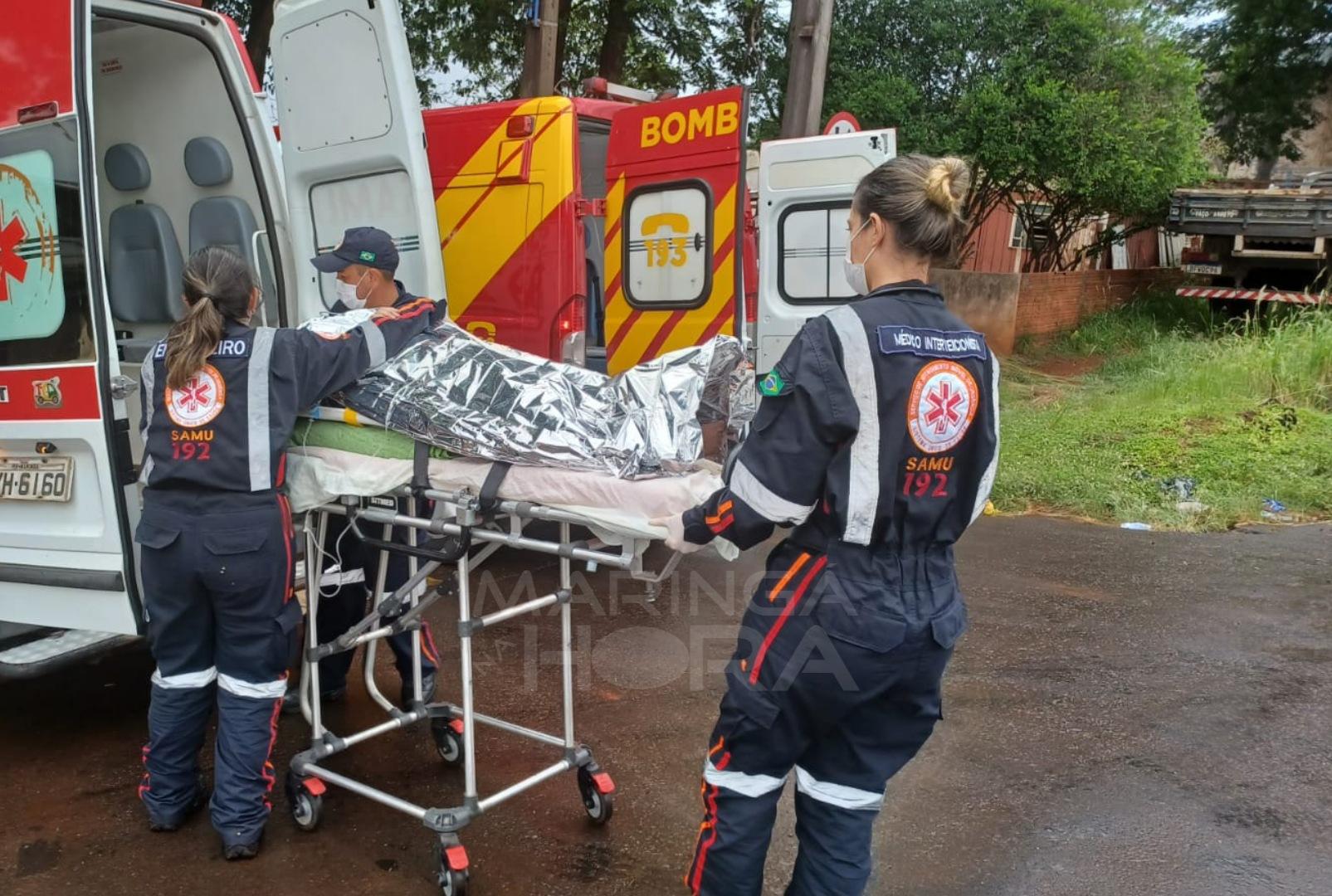 foto de Colisão entre picape e moto deixa pai e filha grávida feridos em Maringá