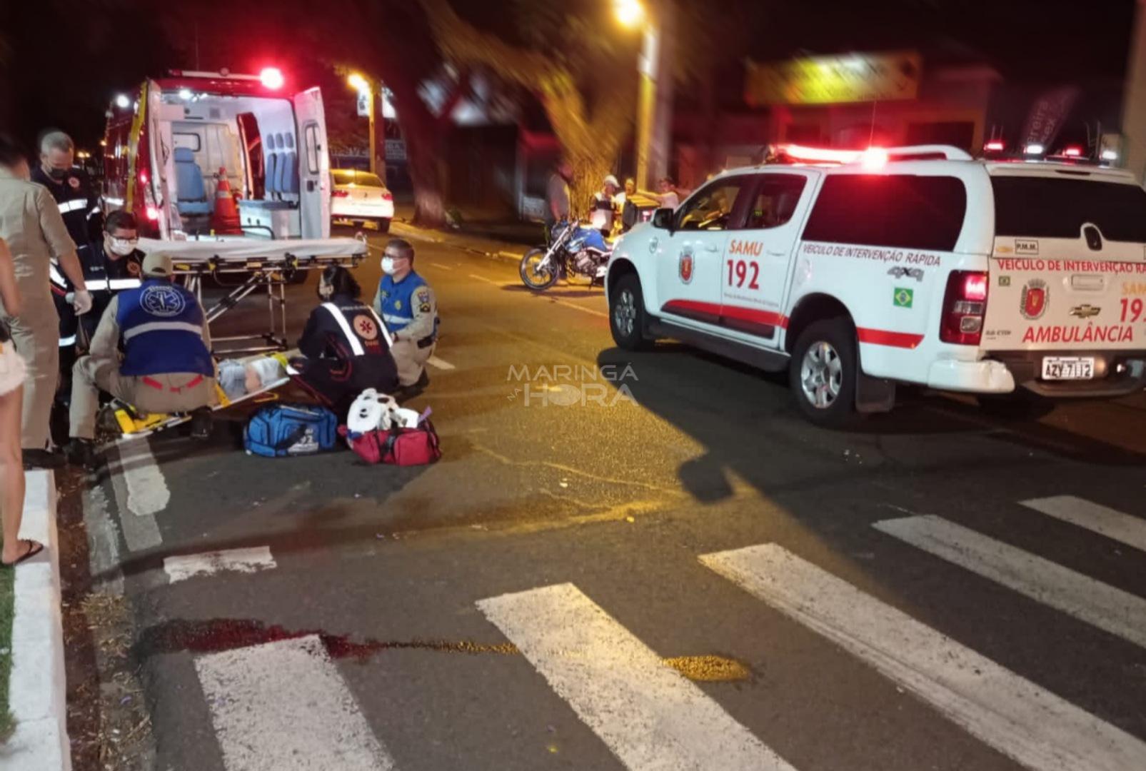 foto de Moça é atropelada por moto ao tentar usar faixa de pedestres, em Maringá