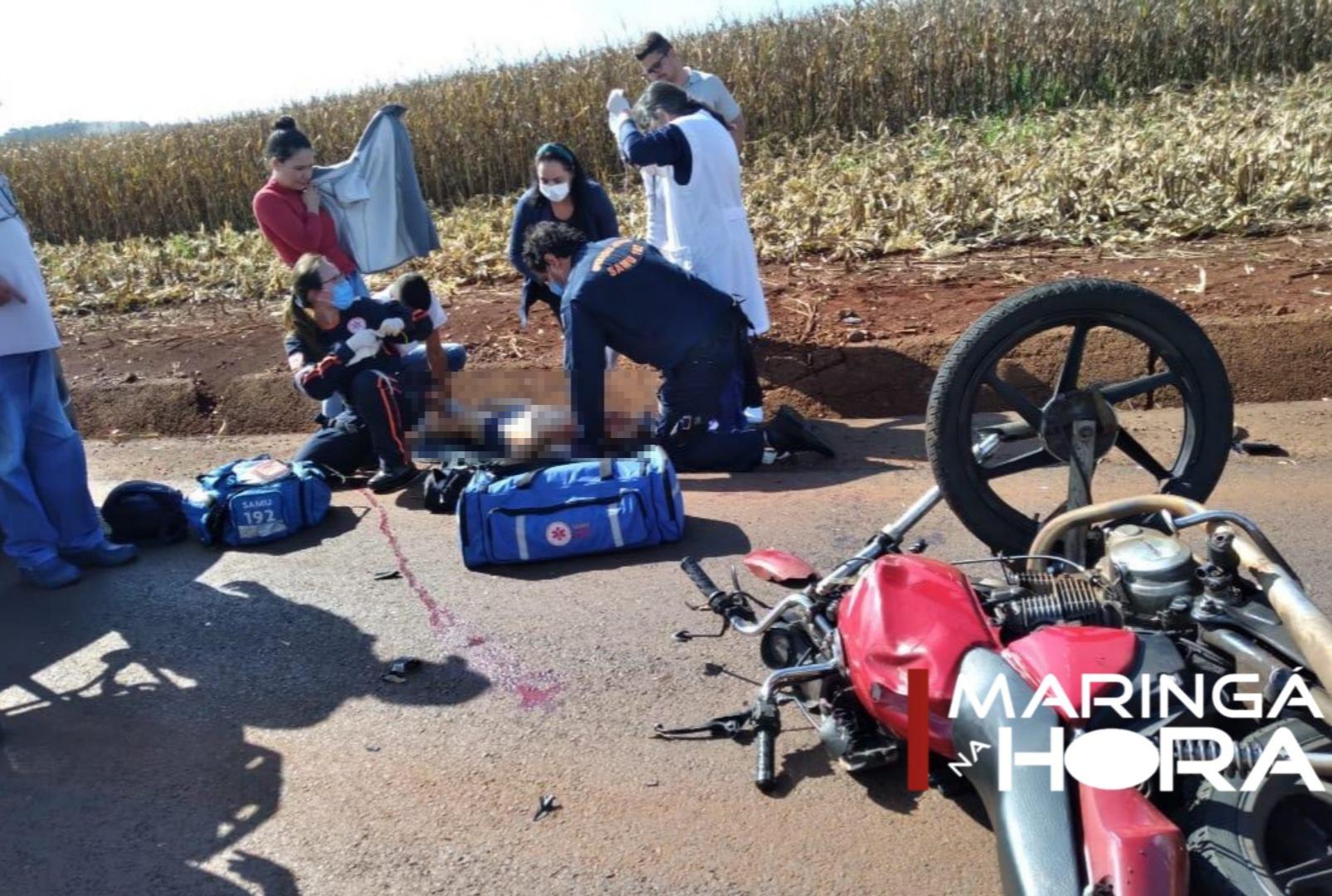 foto de Motociclista sofre traumatismo craniano após sofrer acidente e é encaminhado para hospital de Maringá