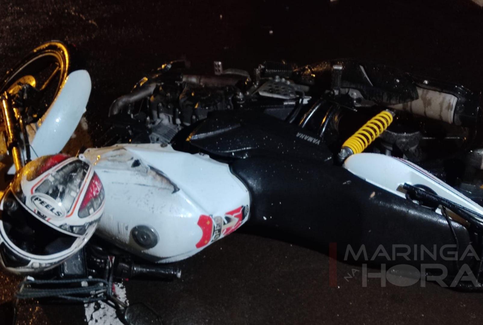 foto de Motociclista fica gravemente ferido ao bater moto contra uma caçamba de entulho em Maringá