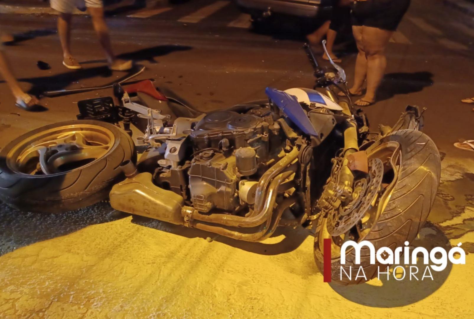 foto de Motociclista voa por cima de carro após colisão violenta em avenida de Iguatemi