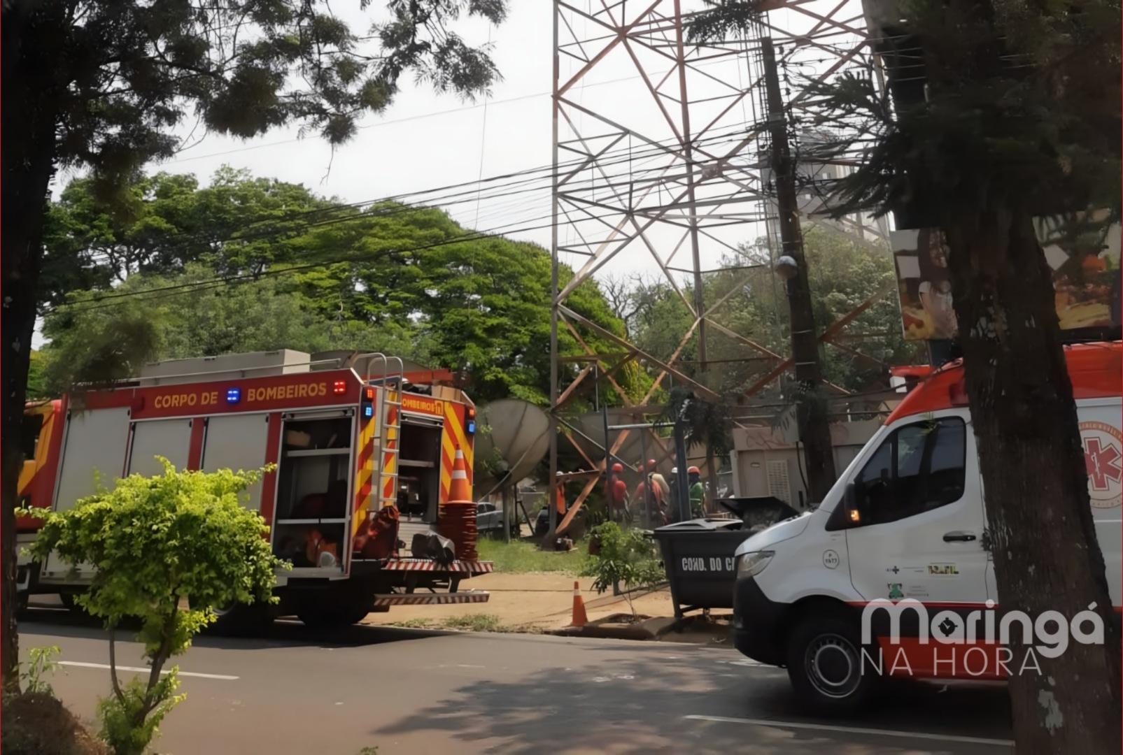 foto de Homem que trabalhava fazendo manutenção de torre passa mal e é socorrido pelos Bombeiros e Samu em Maringá