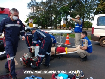 foto de Pneu de moto fura e provoca grave acidente em rodovia de Maringá