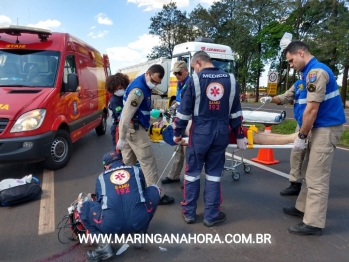 foto de Pneu de moto fura e provoca grave acidente em rodovia de Maringá