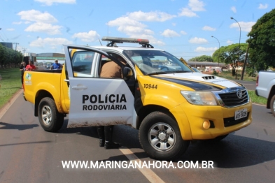 foto de Pneu de moto fura e provoca grave acidente em rodovia de Maringá