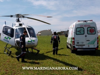 foto de Um homem precisou ser socorrido de helicóptero após cair de telhado de 6 metros em Mandaguaçu