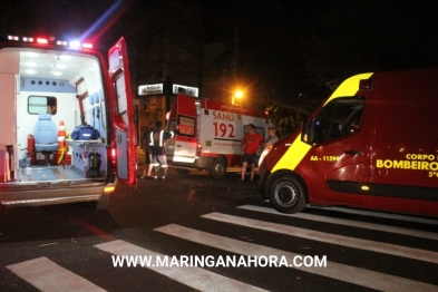 foto de Acidente deixa três feridos e carro destruído no centro de Maringá