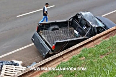 foto de Homem morre após capotar caminhonete no Contorno Norte, em Maringá