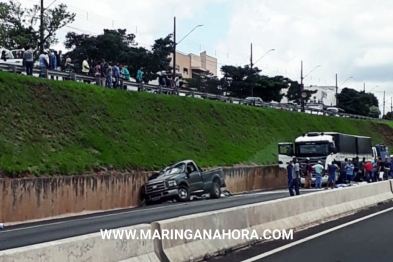 foto de Homem morre após capotar caminhonete no Contorno Norte, em Maringá