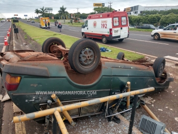 foto de Milagre na rodovia; três pedestres quase foram atropelados após capotamento em Maringá