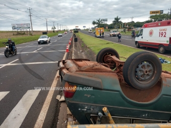 foto de Milagre na rodovia; três pedestres quase foram atropelados após capotamento em Maringá