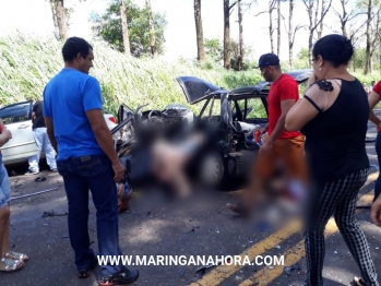 foto de Tragédia na região de Maringá; Cinco pessoas morrem em um grave acidente entre Santa Fé e Iguaraçu