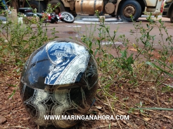 foto de Motoboy fica ferido após acidente com carreta na marginal da PR-323 entre Maringá e Paiçandu