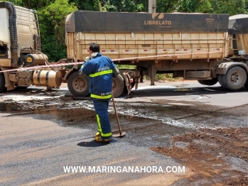 foto de Motoboy fica ferido após acidente com carreta na marginal da PR-323 entre Maringá e Paiçandu