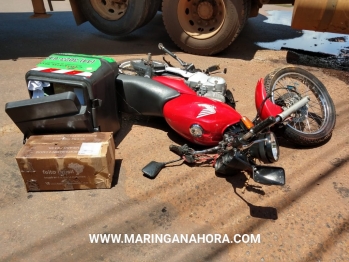 foto de Motoboy fica ferido após acidente com carreta na marginal da PR-323 entre Maringá e Paiçandu