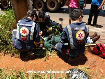 foto de Motoboy fica ferido após acidente com carreta na marginal da PR-323 entre Maringá e Paiçandu